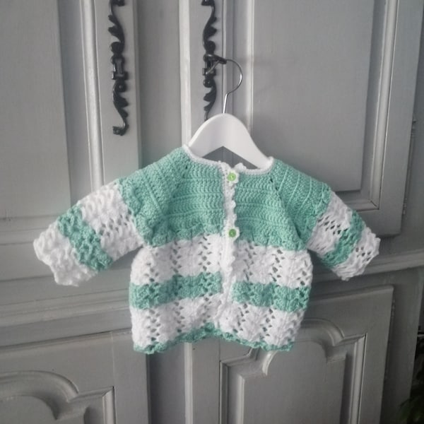 Gilet en laine fait main au crochet, bébé, cadeau de naissance, layette