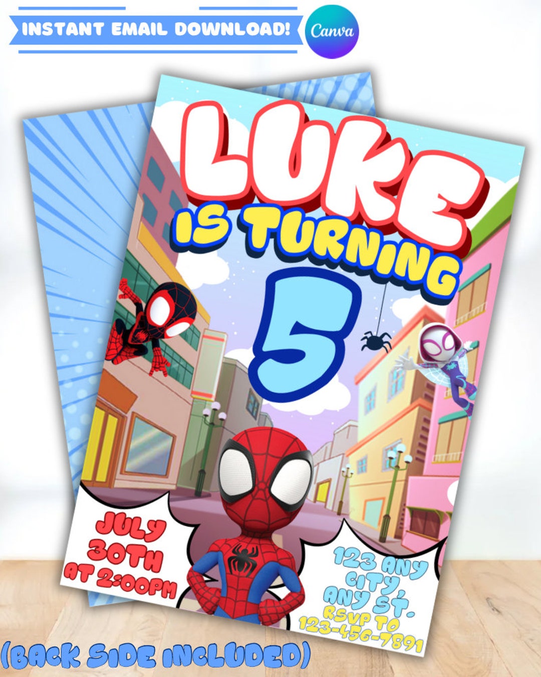 Editable Spiderman Birthday Invitation Template Printable Etsy