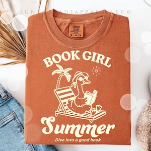 Book Girl Summer Shirt, Summer Book Shirt, Bookish Gift, Vintage Book Summer, Smut Reader, Romantasy Books, Book Lover Gift, Reading Shirt