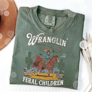 Retro Wranglin&#39; Feral Children Raccoon 90s Western Graphic Shirt, Vintage Western Raccoon Dessert Tee, Cool Teenager Gift, Women Gift Tee