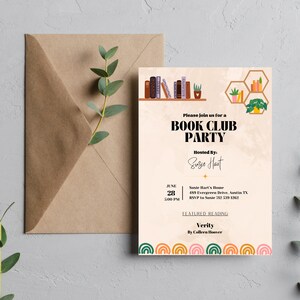 Book Club Party Invitation / E-vite - Editable Digital Download