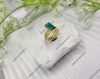 Green stone ring, silver 925 gemstone ring, Green ring, 14k gold plated ring, Gift for her