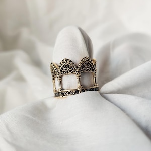 Sterling Silver Gothic Ring, Vintage Ring, Medieval Jewelry, Gift Idea Goth Accessories, cathedral window Handmade Wedding Ring, Unique Ring