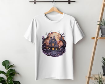 Spöklikt hemsökt hus Vol 4 T-shirt Halloween hemsökt hus grafik T-shirt Spöklika Halloween-kläder Spöklik present till henne/honom
