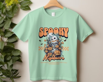 Spöklik mardröm T-shirt Halloween hemsökt spöke med pumpa Spöklik present till henne/honom Halloween-kläder Spöklik gatugrafik