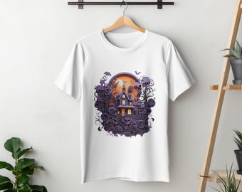 Spöklikt hemsökt hus Vol 1 T-shirt Halloween hemsökt hus grafik T-shirt Spöklika Halloween-kläder Spöklik present till henne/honom