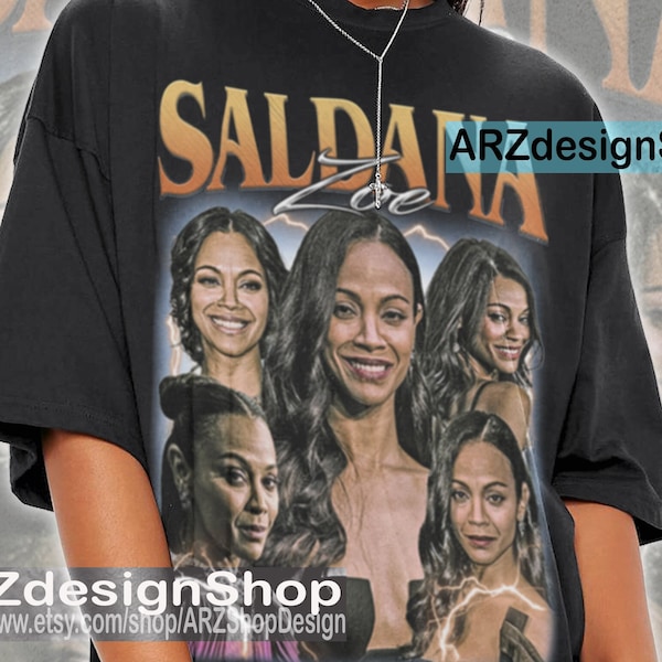 Limited  Zoe Saldana Shirt Gift Graphic Tee Horror movie T-Shirt Vintage 90s Zoe Saldana shirt Unisex Actress Character Movie PM334