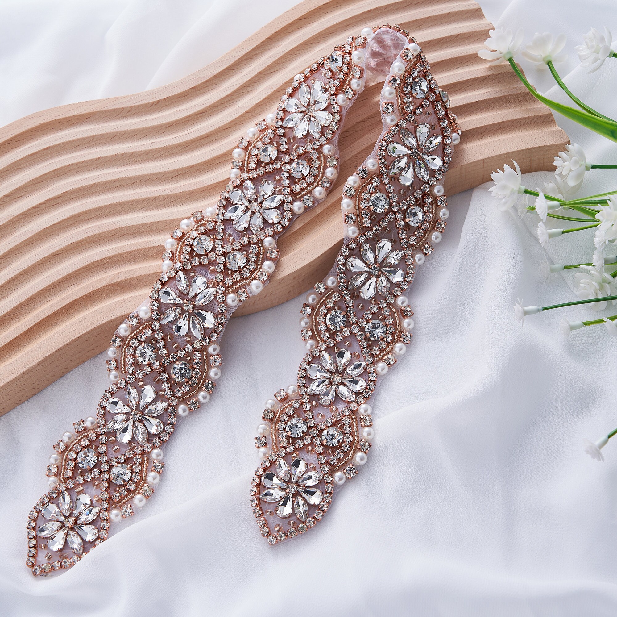 Aazon.co: Handade Rhinestones Lace Tri Patches Handsewing Beads Applique For Dress DIY...