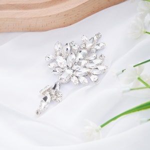 Silver Handmade Rhinestone Applique for Haute Women's Dresses, Delicacy Embellishment of Bridal Wedding Prom Dress