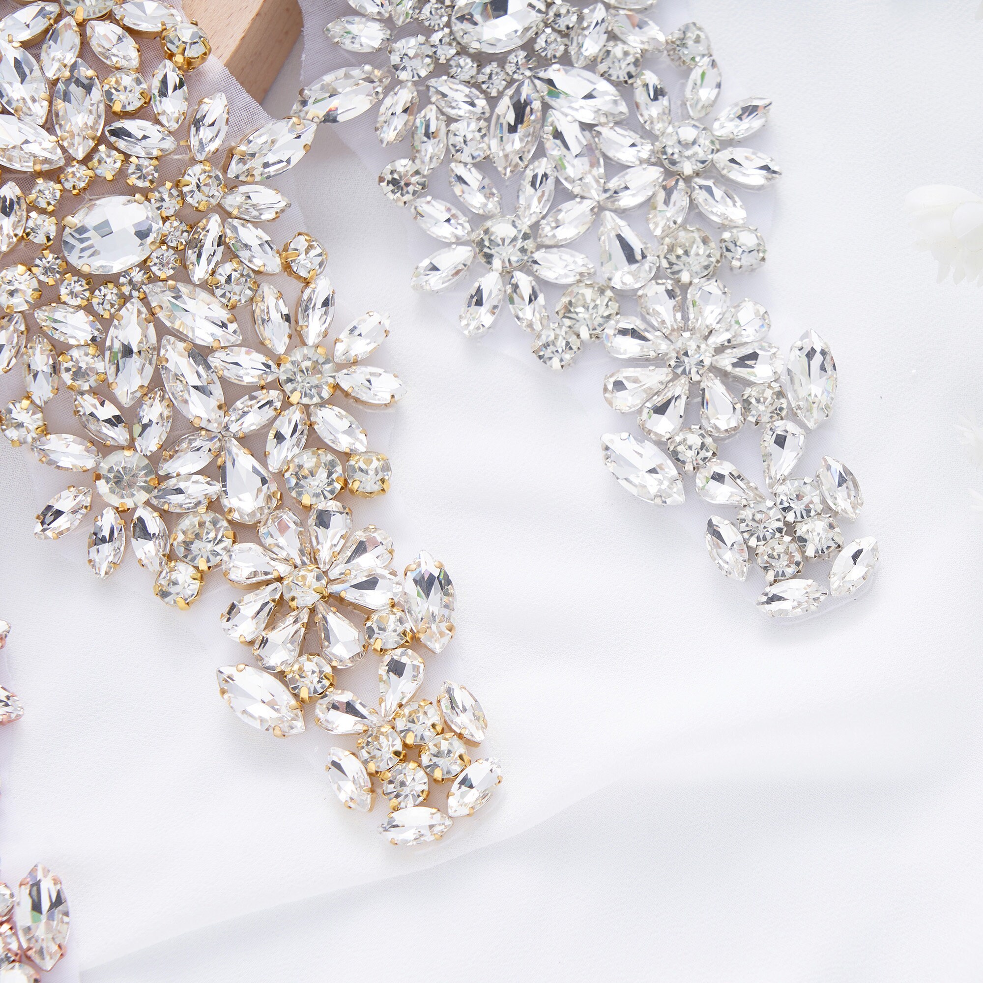 Rhinestone Applique Handmade Sash Belt for Women