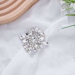 Handmade Rhinestone Applique for Women&#39;s Shoes Dresses Embellishments, Ideal for DIY Bridal Wedding Dress Belt- Silver, Gold, Rose Gold