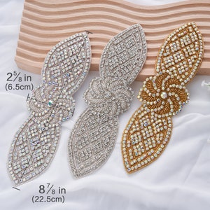 Handgefertigte Silber Strass Applikation mit Perlen für Damen Kleider Verschönerungen, ideal für DIY Braut Hochzeit Kleid Taille Gürtel