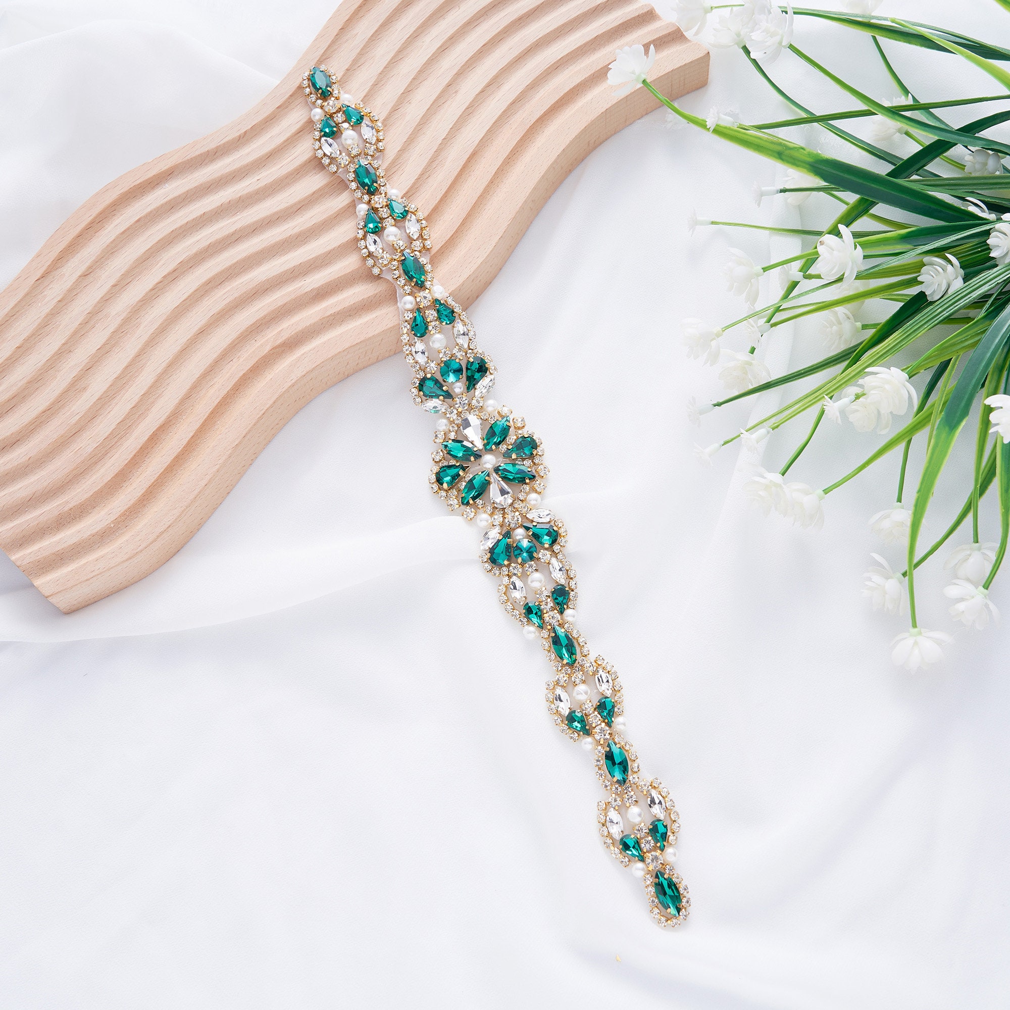 jeweled belts for bridesmaid dresses Camilla Christine ELSA SASH Crystal Bridal Belt Art Deco Wedding Sash main image 1