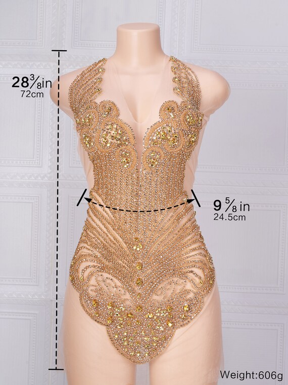 Handmade Gold Rhinestone Bodice Applique for Women s Dresses for DIY Crystals Bridal Wedding Prom Evening Party Dress Couture Etsy Australia