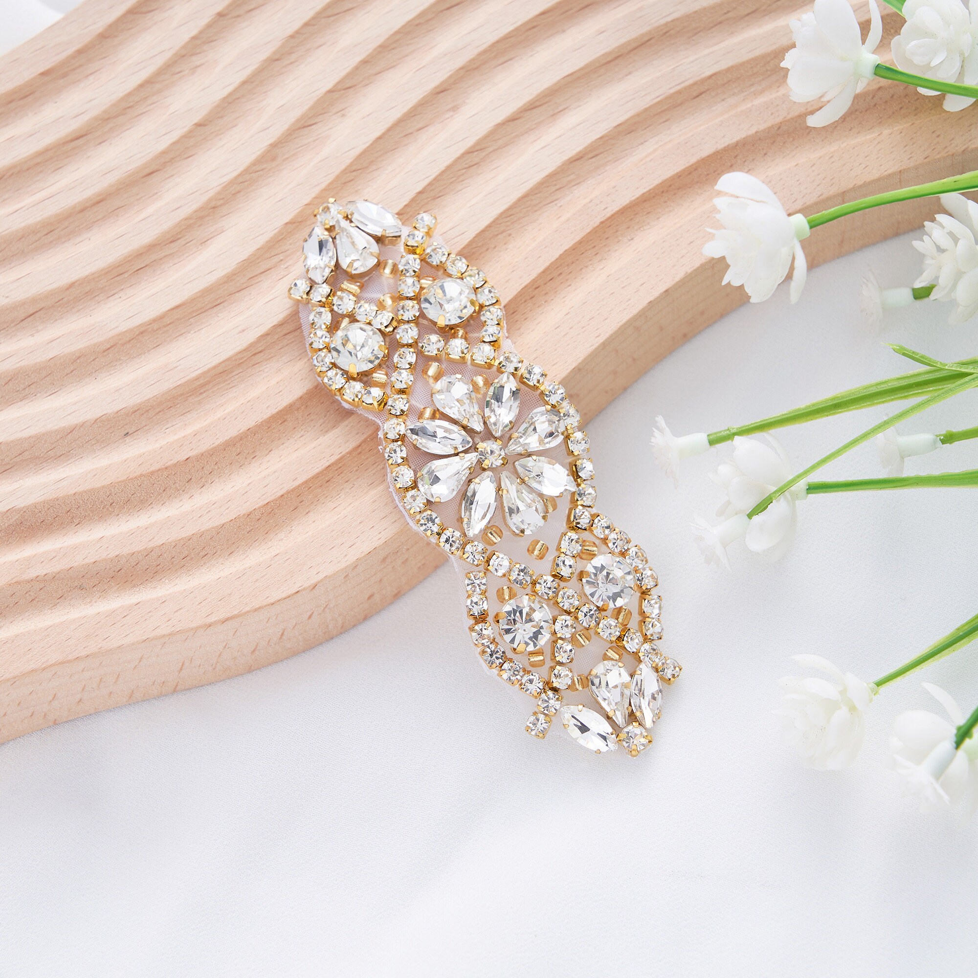 5 Pack Rhinestone Applique Wedding Sash Belt Gold Handmade Dress Belt for Rhinestone Applique Handmade Sash Belt for Women main image 4