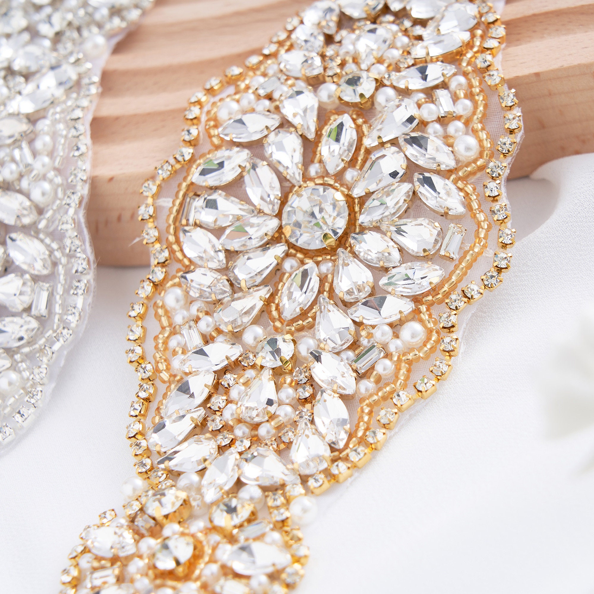 Rhinestone Applique Handmade Sash Belt for Women display picture 2