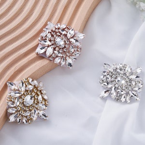 Handmade Rhinestone Applique for Women&#39;s Shoes Dresses Embellishments, Ideal for DIY Bridal Wedding Dress Belt- Silver, Gold, Rose Gold