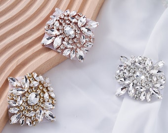 Handmade Rhinestone Applique for Women's Shoes Dresses Embellishments, Ideal for DIY Bridal Wedding Dress Belt- Silver, Gold, Rose Gold