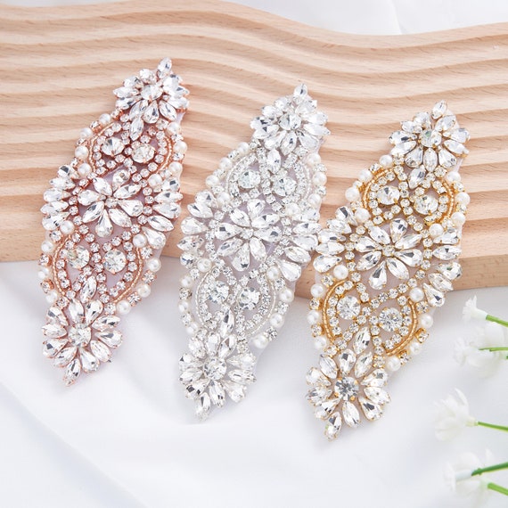 Handmade Rhinestone Applique for Women's Dresses Embellishment, Patch on  Bridal Wedding Prom Dress-silver, Gold, Rose Gold - Etsy