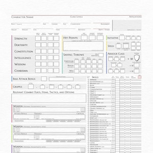 Dungeons and Dragons 3.5 Character Sheet