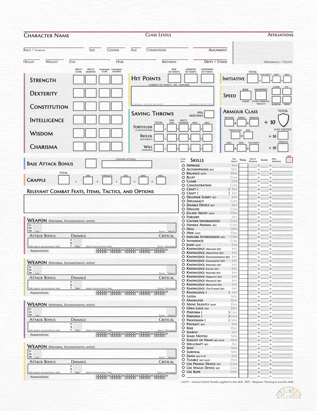 Dungeons and Dragons 3 5 Character Sheet Etsy Dungeons and Dragons 3 5 Character Sheet Etsy