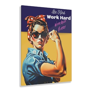 Divertido acrílico óptico impresión óptica optometrista Rosie Riveter optometría arte regalo oficina pared decoración gafas clínica impresión humor para graduado