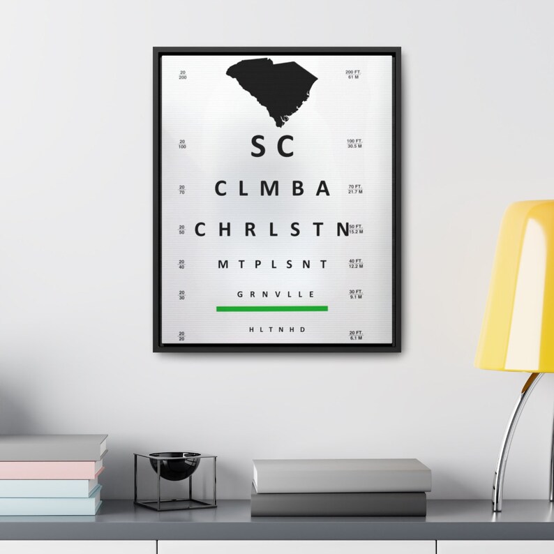 South Carolina Visual Acuity Chart Perfect Graduation Gift Wall Decor ...