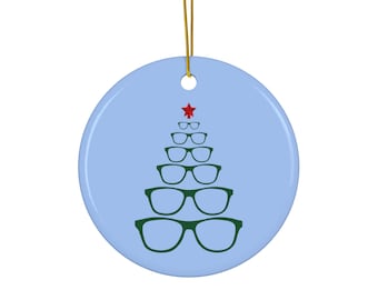 オプトモツリーオーナメント、検眼士への検眼クリスマスギフト、メガネ付きクリスマスデコレーション、眼科医へのプレゼント、眼科オフィス用眼鏡