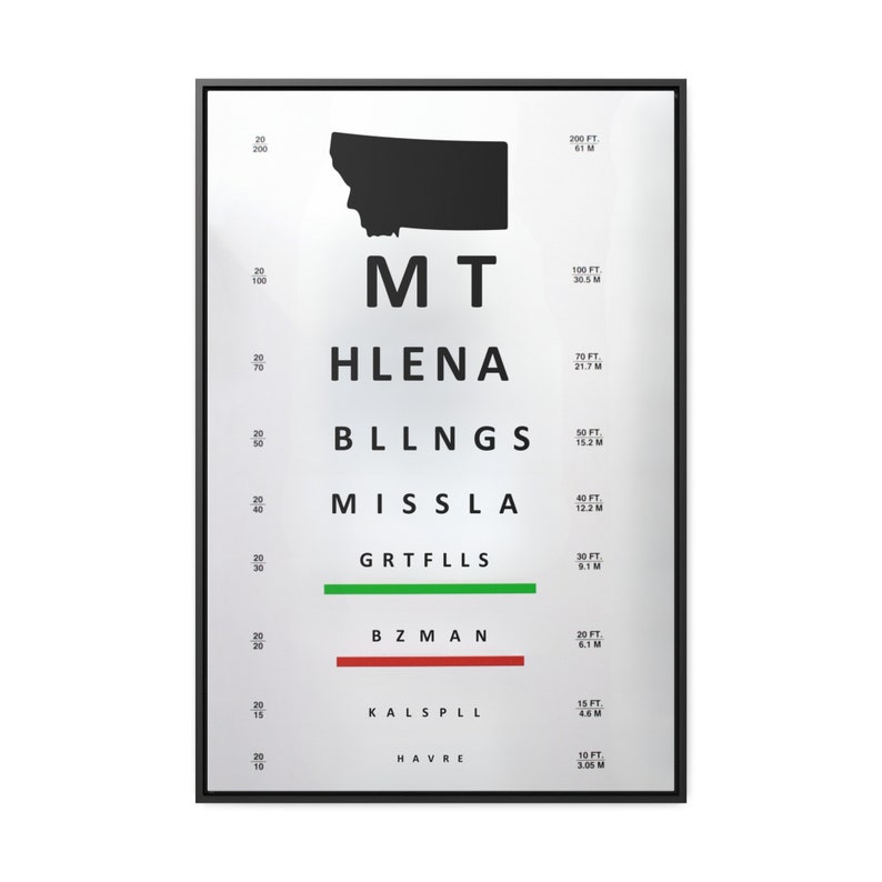 Montana Visual Acuity Chart Perfect Graduation Gift Wall Decor for