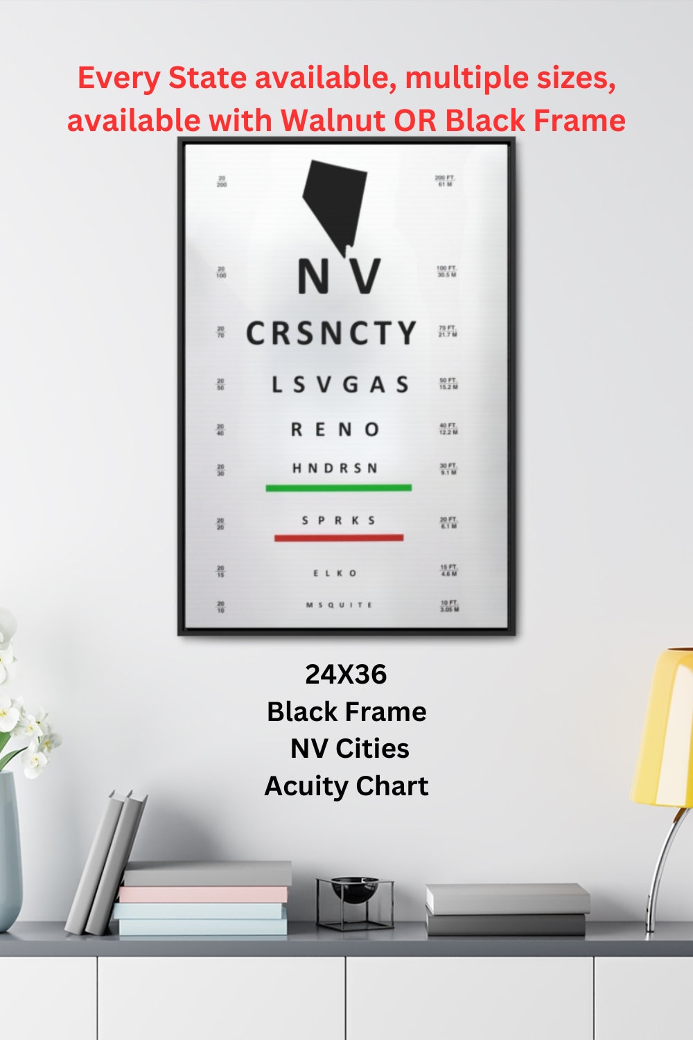 Nevada Visual Acuity Chart Perfect Graduation Gift Wall Decor for ...