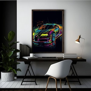 Bugatti Neon Digital Art Download