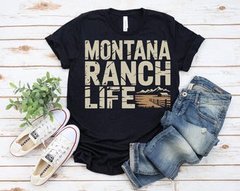 Montana Ranch Life T-Shirt, Big Sky Country Western T-Shirt, Cowboy Lifestyle Shirt, Treasure State Geschenk für Ranchliebhaber