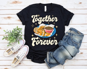 Chicken Waffle T-Shirt, Food Lover Tee, American Waffle Shirt, Funny Brunch Gift, Breakfast Shirts, Together Forever Fried Chicken Waffles