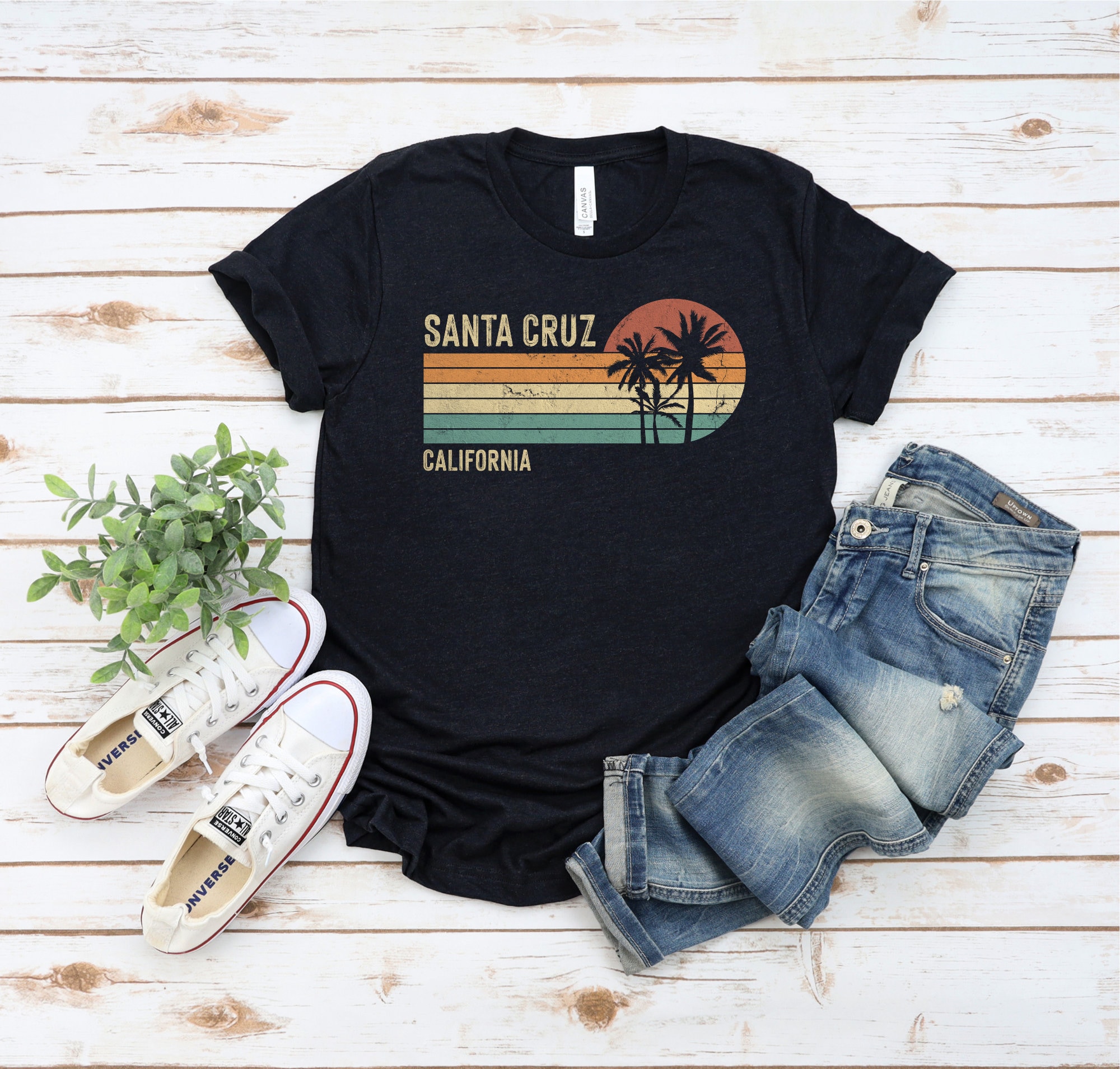 California Vintage 70s 80s Style Santa Cruz T-shirt, Santa Cruz Ca Shirt