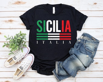 シチリアのイタリア国旗Tシャツ、シチリアとイタリアの楽しいTシャツ、イタリアの伝統シャツ、旅行者や地元の人々へのシチリアの誇りの贈り物