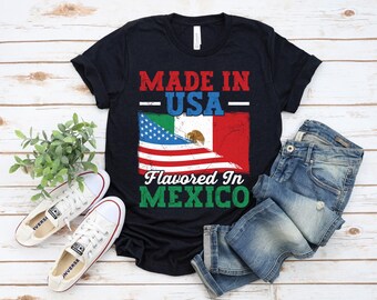Mexico And USA Flag T-Shirt, Cultural Heritage Tee, Proud Latino Roots Shirt For Family And Friends
