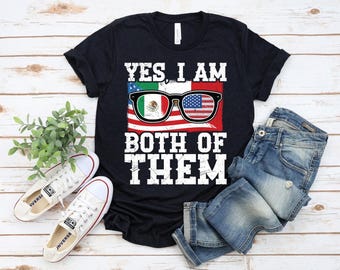 Mexico And USA Flag T-Shirt, Cultural Heritage Tee, Proud Latino Roots Shirt For Family And Friends, Both Of Them Design