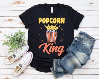 Popcorn King T-Shirt: Funny Cinema Snack Tee, Movie Night Apparel