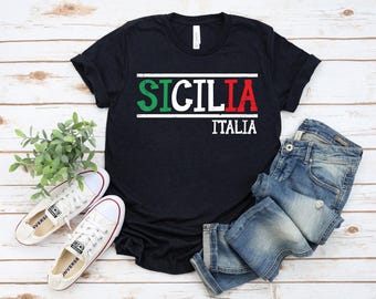 シチリア イタリア Tシャツ：イタリア国旗、シチリアの誇りの祖先への贈り物