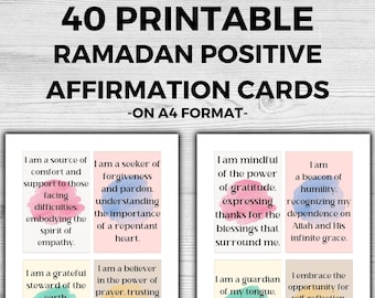 Druckbare Ramadan Positive Affirmationskarten, Imaan Booster, Eid Geschenk, Geschenk für einen Muslim, islamische Selbstfürsorge-Ausdrucke, Islamische Schule
