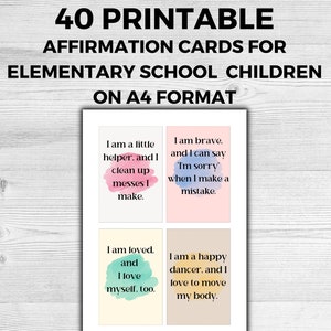 Cartes d'affirmation positive imprimables de retour à l'école, cartes de motivation, aide des enseignants, affirmations quotidiennes pour les enfants du primaire
