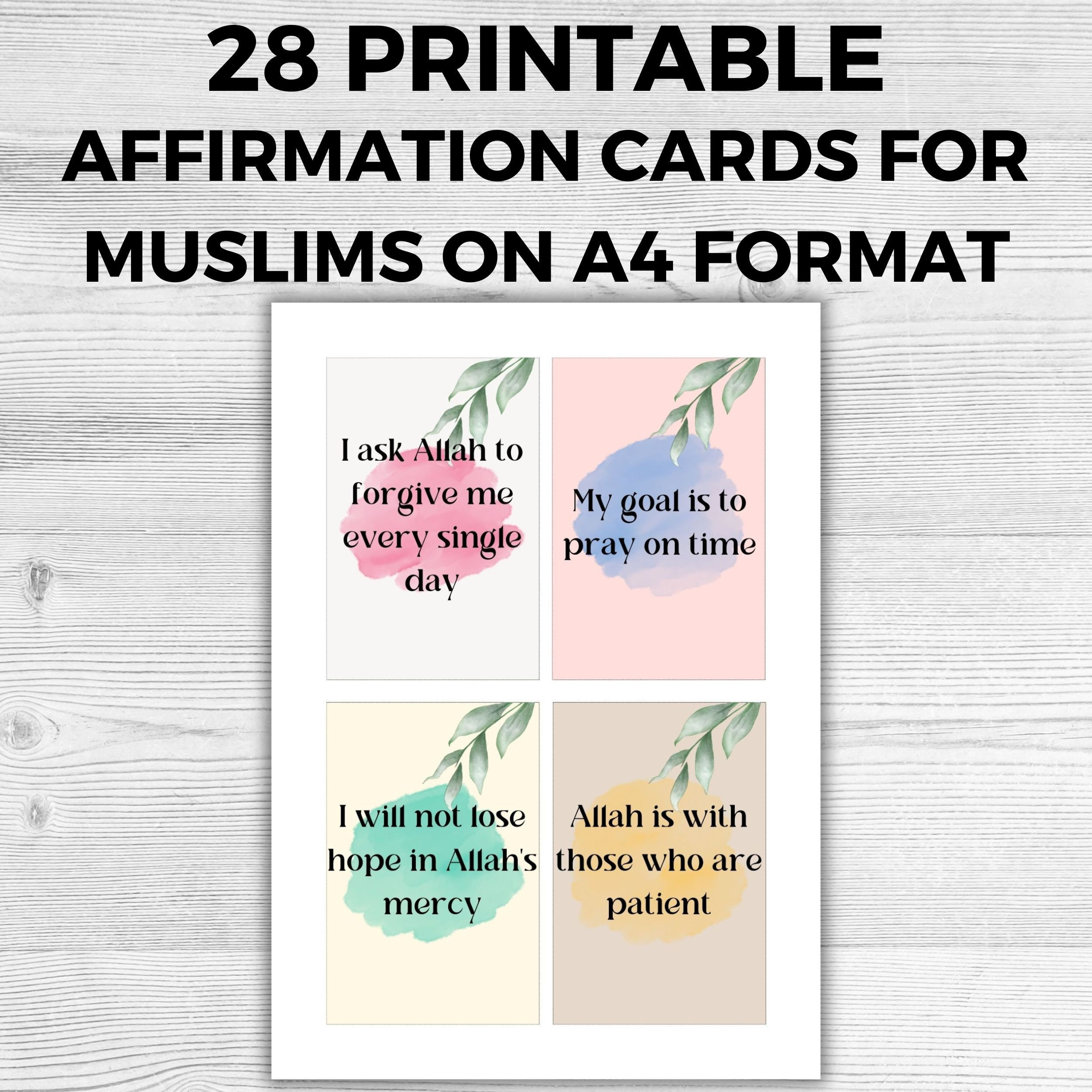 Muslim Positive Affirmation Cards Printable, Ramadan Reminder, Imaan booster, vision board, gift for a muslim, islamic self-care printables,