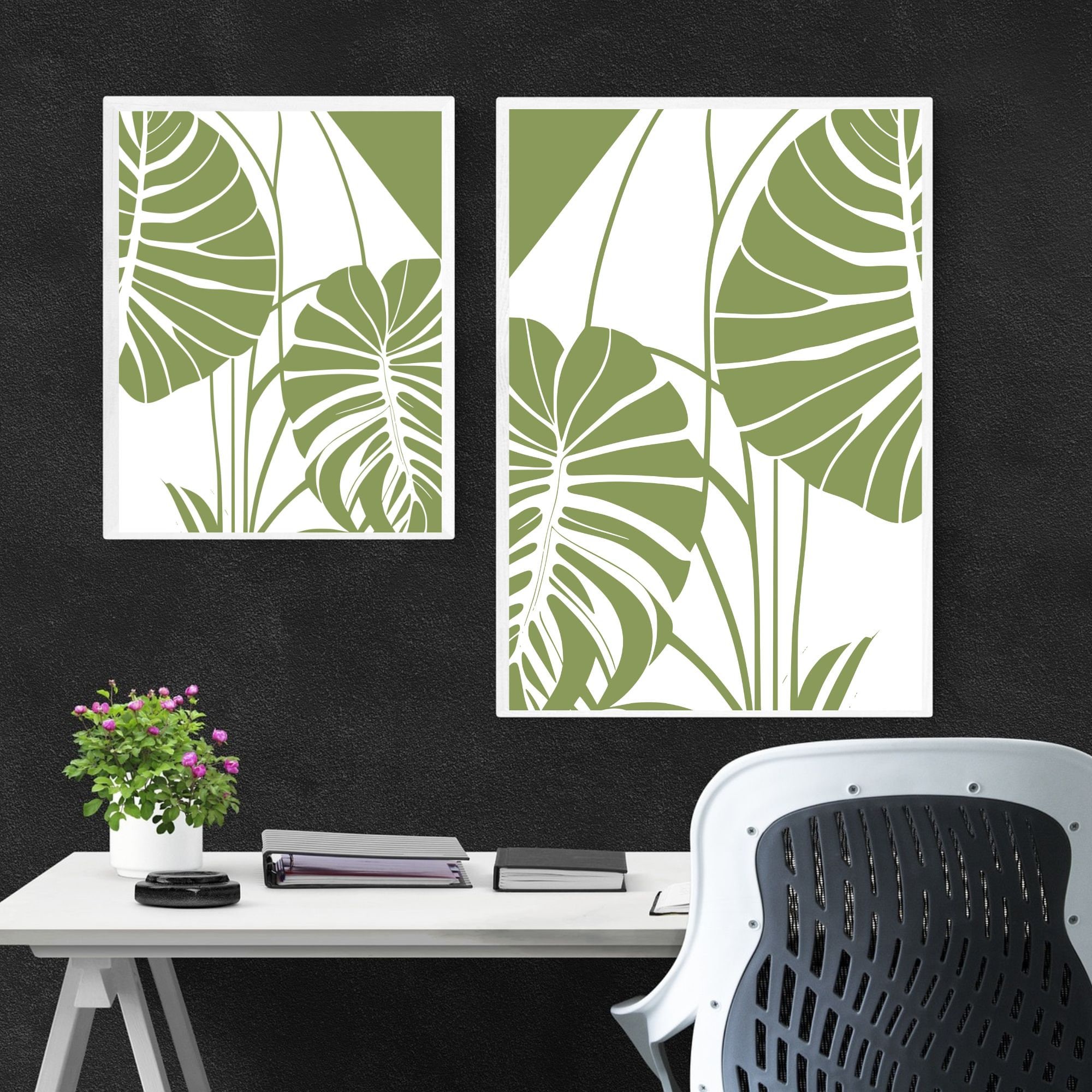 Sage Green Wall Art Printable Set Botanical Green Monstera - Etsy