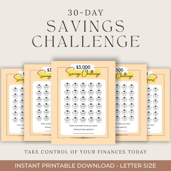 Money-Saving Masterplan: 30-Day Challenge, Money Challenge Tracker, Financial Tracker, Printable Financial Goal Budget 30 Days for Adult