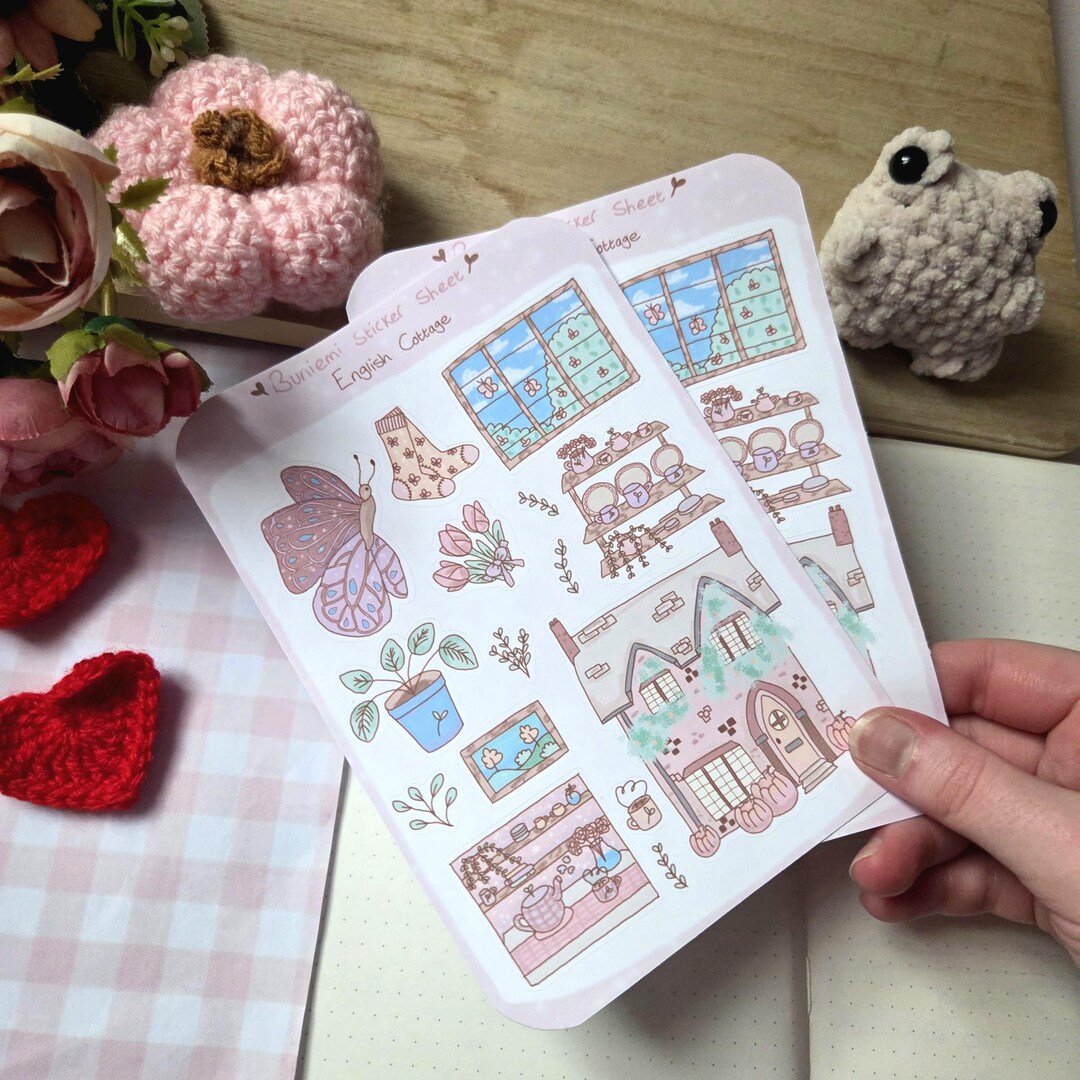 English Cottage Sticker Sheet | Pastel Journal Planner Decals - Etsy