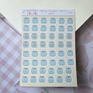 Feuille d'autocollants emojis Froggie Sprout, autocollants émotions, autocollant de l'agenda, essentiels de l'agenda, autocollants grenouilles mignonnes, petits autocollants