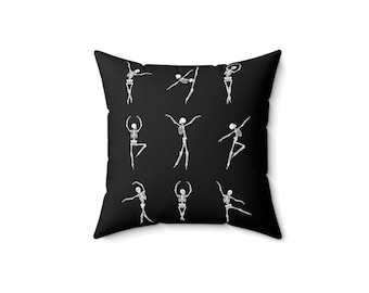 Ballet Skeleton Pillow, Dancing Pillow, Ballet Gift, Home Decor, Halloween Pillow, Halloween Decor, Spun Polyester Square Pillow