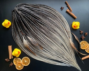 Glatte, dünne Dreadlocks und klassische Zöpfe, doppelendiger Dreadlock-Mix im Boho-Stil, Ombre von Dunkelbraun bis Blond, Set für Dreadverlängerungen