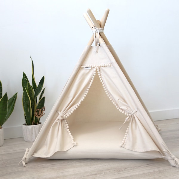 Tente confortable pour animaux de compagnie, cadeau personnalisé pour animaux de compagnie, lit pour chat, tipi Furry Friend, boho living, Modern Pet Furnitur, Dog cave