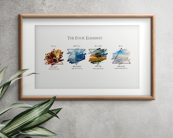 Four Elements Wall Art, Digital Download and Printable Poster, Vertical and Horizontal versions,4 Elements Digital Decor Wall Art,  Alchemys